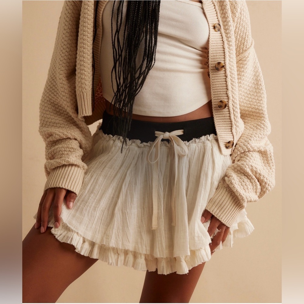 Free people white walk my way mini skirt nwot Xs